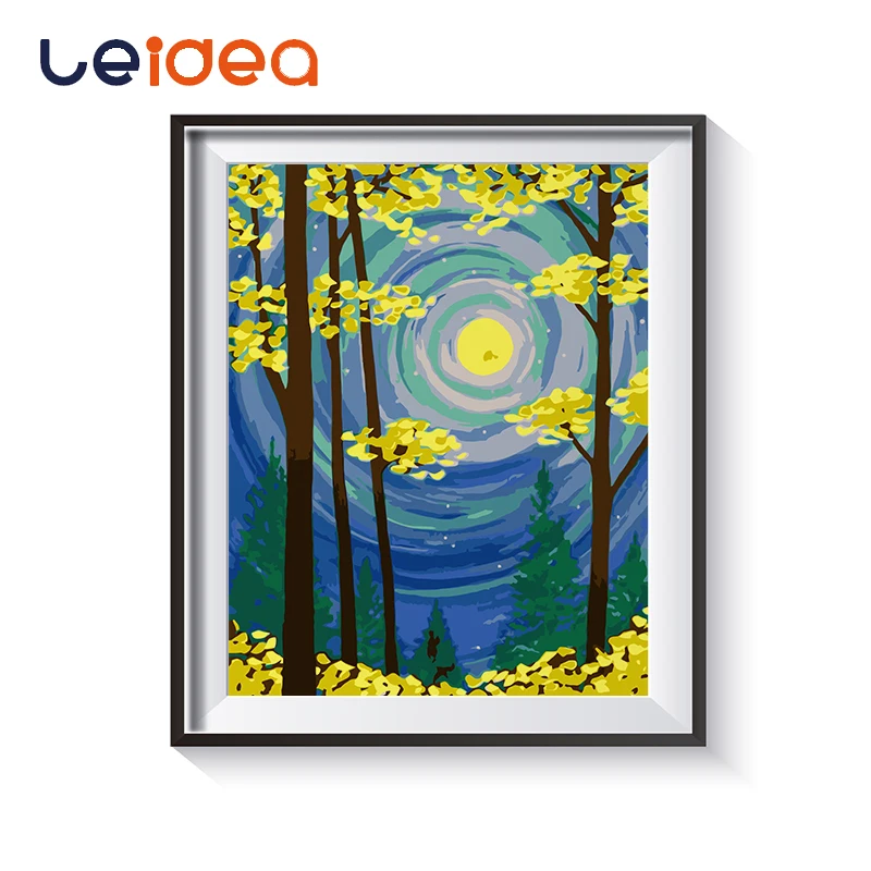 

Coloring By Numbers Spring forest River Pictures On Canvas For The Parlor Wall Home Decoration Acrylic Paints Paintings