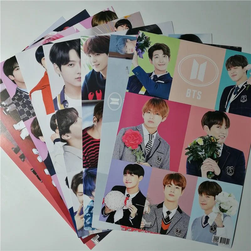 8*(42x29 см) Новые Bangtan Плакаты для мальчиков наклейки на стену подарок KPOP звезды v Bangtan мальчики SUGA Eat Jin j-hope плакаты наклейки на стену