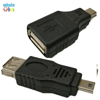 

200pcs/lot USB 2.0 A Female To Mini USB B 5Pin Male Plug OTG Host Adapter Converter Connector for digital cameras Cell phone