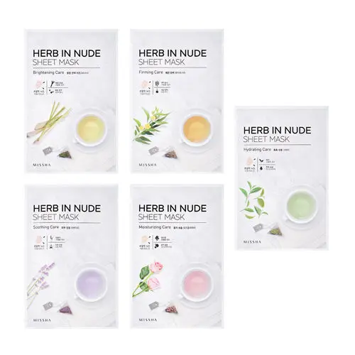 MISSHA Herb In Nude Sheet Mask 3 шт. Корейская маска для лица Уход за кожей маска для лица увлажняющая сужающая поры лечение от прыщей, отбеливание