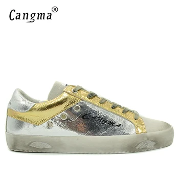

CANGMA Mens Design Shoes Spring Autumn Casual Shoes Silver Male Genuine Leather Breathable Suede Famous Brand Sneakers Footwear