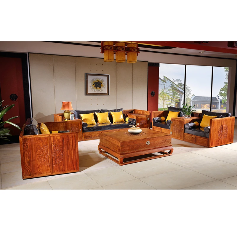 Antique Mahogany Box Sofa Set Solid Wood Small Rectangle Tea Table Hedgehog Redwood Classical Living Room Furniture 5 Pcs/Set Antique Mahogany Box Sofa Set Solid Wood Small Rectangle Tea Table Hedgehog Redwood Classical Living Room Furniture 5 Pcs/Set