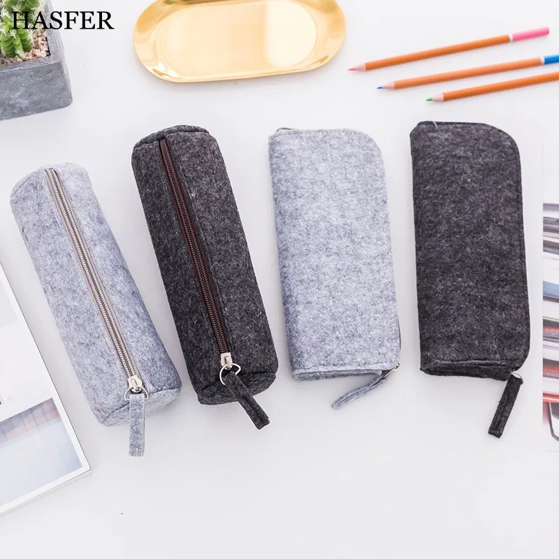 

Wool felt pencil bag for school Simple black pencil case Cute Multi-function pencil pouch Estuche School Office Supplies Zakka