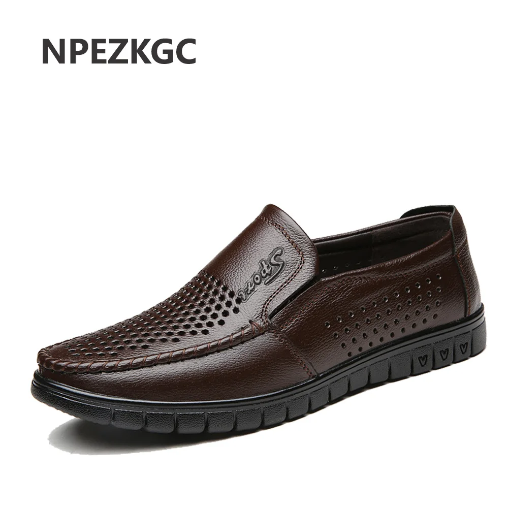 NPEZKGC Spring Summer Men Shoes Men's Leather Loafers Non-slip Casual Middle-aged Wear-resistant Soft Bottom Business Shoes Man NPEZKGC Spring Summer Men Shoes Men's Leather Loafers Non-slip Casual Middle-aged Wear-resistant Soft Bottom Business Shoes Man