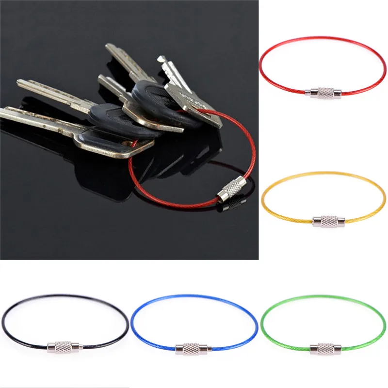 

5/10pcs Stainless Steel Wire Keychain Screw Locking Cable Rope Key Holder Keyring Cable Outdoor Key Chain Rings Multi Style