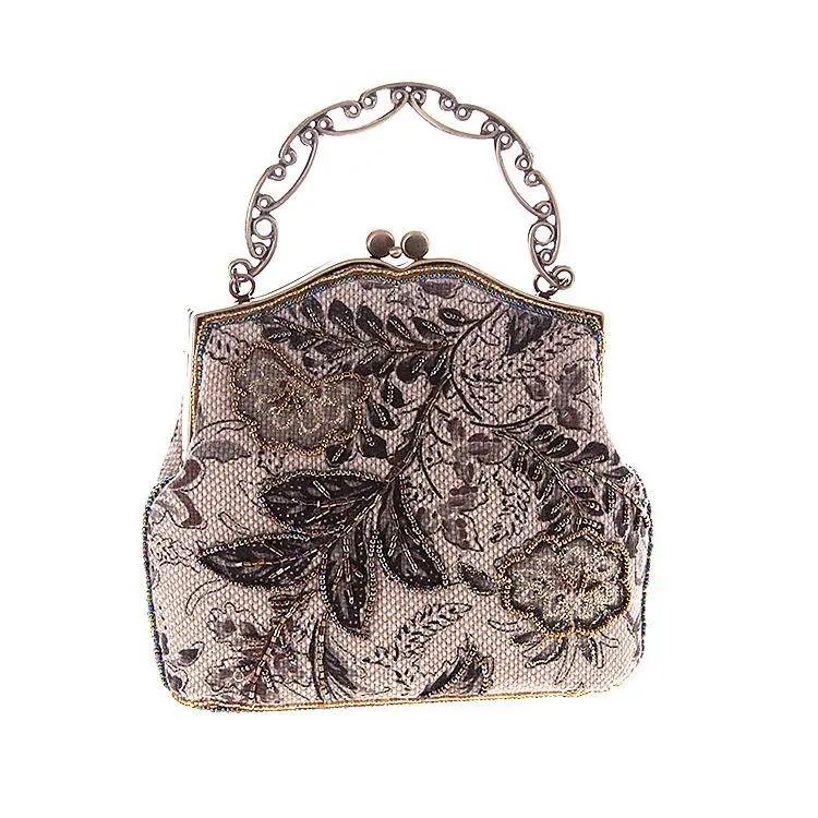 Vintage Printed Floral Evening Bag Embroidery Beading Diamonds Evening Bag Small Party Wedding Chain Shoulder Handbags Vintage Printed Floral Evening Bag Embroidery Beading Diamonds Evening Bag Small Party Wedding Chain Shoulder Handbags