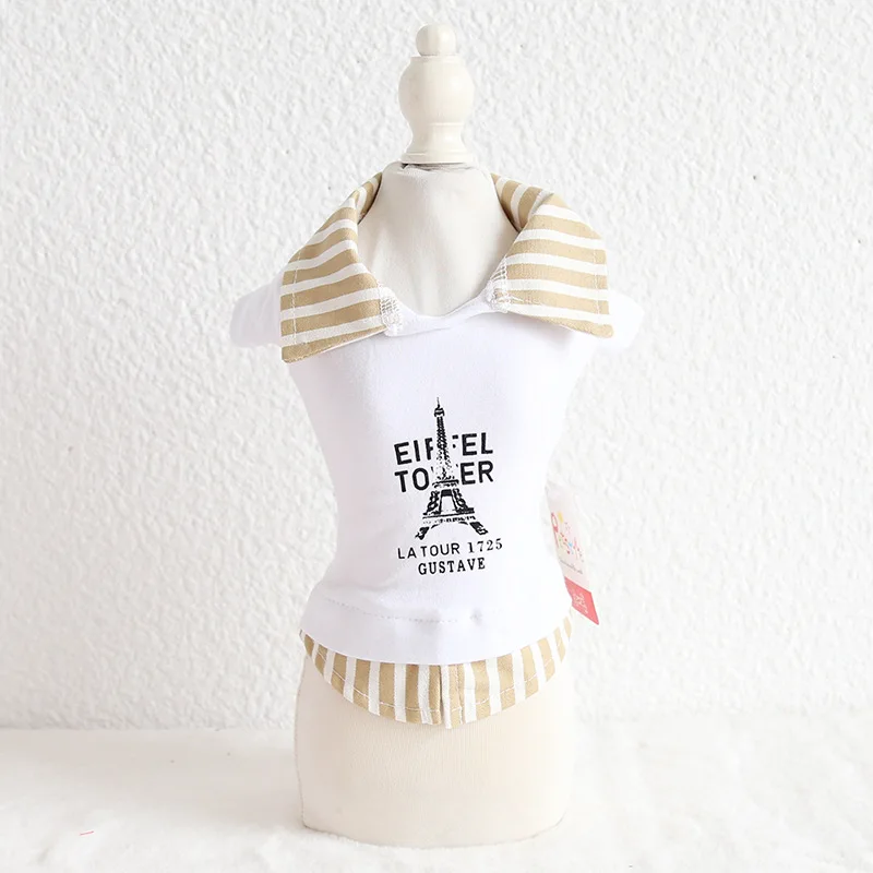 

Summer Style French Style Striped Design Yellow Color Shirt Pet Dog Clothes for Small Dog Spring and Summer Clothing Pets