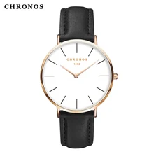 CHRONOS Couple Watch Simple Nylon Buckle Belt Unisex Quartz Men Women Ultra-Thin Round Shape Large Alloy Dial Wristwatch CH02