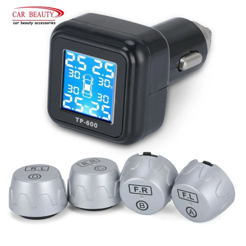 

Tire Pressure Monitoring System Cigarette Lighter Plug TPMS Wireless Car Tyre Pressure Security Alarm Electronics Warning T600