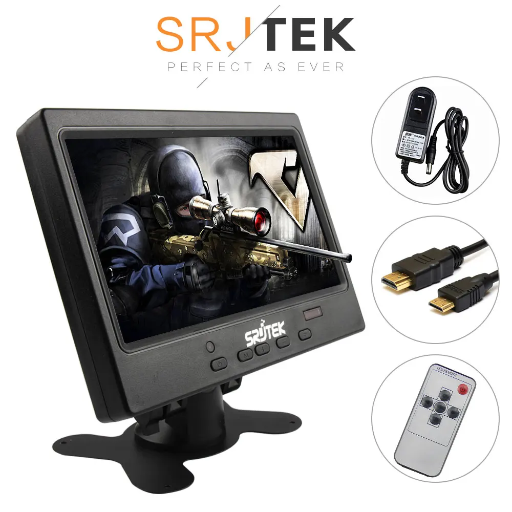 Srjtek 7" Hd Lcd 1024*600 Mini Computer Tv Display Touch Screen Hdmi