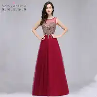 Babyonlinedress Custom Make 34 Colors Lace Chiffon Evening Dress Sexy V Back Sleeveless Evening Gown Robe de Soiree Longue