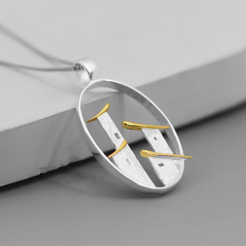 

INATURE 925 Sterling Silver Folk House Pendant Necklace For Women Fashion Jewelry