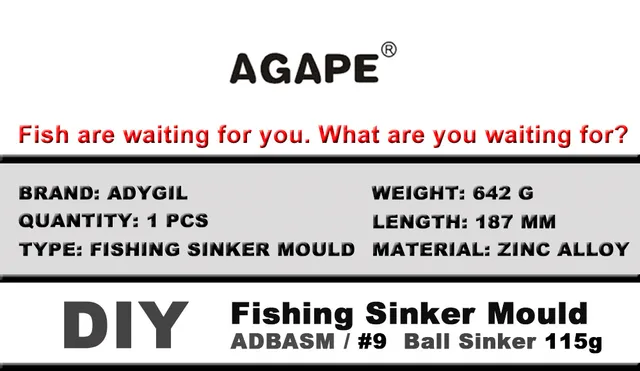 Agape Diy Fishing Ball Sinker Mould Adbasm/#9 115g 5 Cavities
