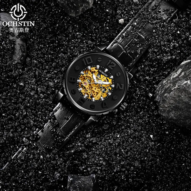 Часы скелетоны Мужские механические на кожаном ремешке|watch brand|watch self-windingwatch erkek |