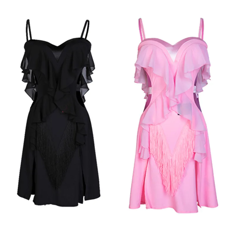 

Sexy Latin Dance Dress Women Black Pink Ballroom Tango Cha Cha Samba Rumba Salsa Competition Dresses Performance Dance Wear