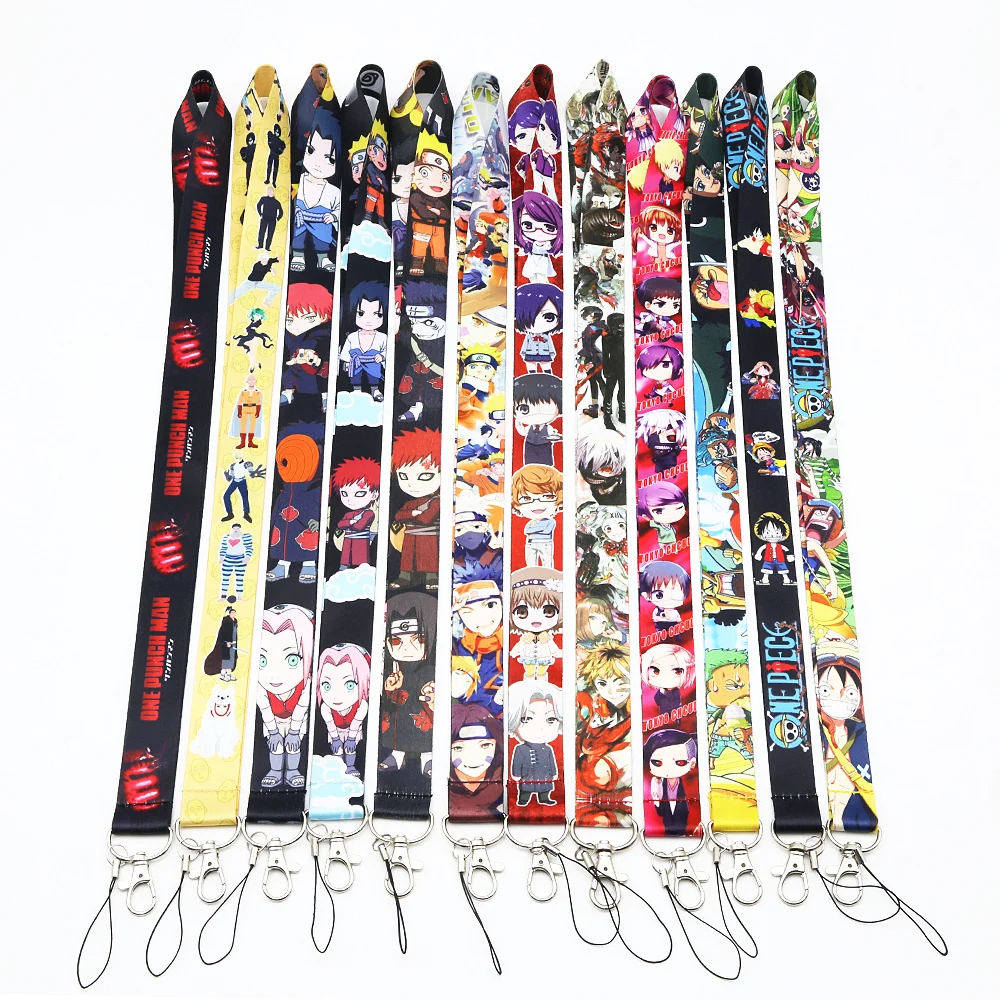

30PCS Anime Keychain NARUTO&ONE PIECE&ONE-PUNCH MAN Premium Lanyard ID Badge Holder Key Neck Strap