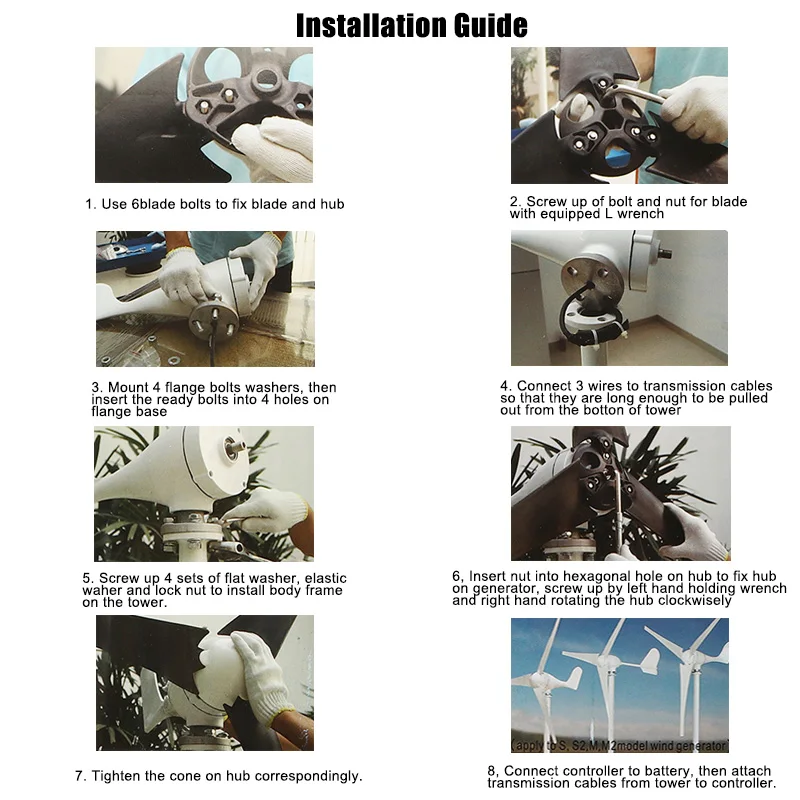 800W 12V/24V/48V 6 Blade Wind Generator+Controller Wind Turbines Horizontal Home Power Windmill Energy Turbines Charge