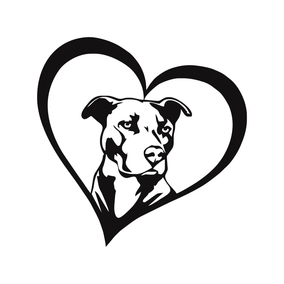 PITBULL HEART Animal Car Stickers Decals Creative Fashion Car Styling Decoration Accessories Black Silver Laser 15.215 (5)