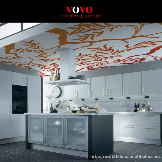Putih Dapur Kabinet Dengan Kaca Tempered Di Lemari Dari Putih Dapur Kabinet Dengan Kaca Tempered
