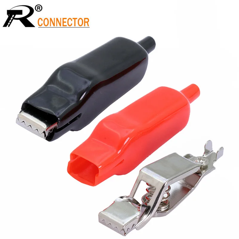 10pcs Battery Clamp Test Probe Alligator Clip With Boot Small Size 27mm Black