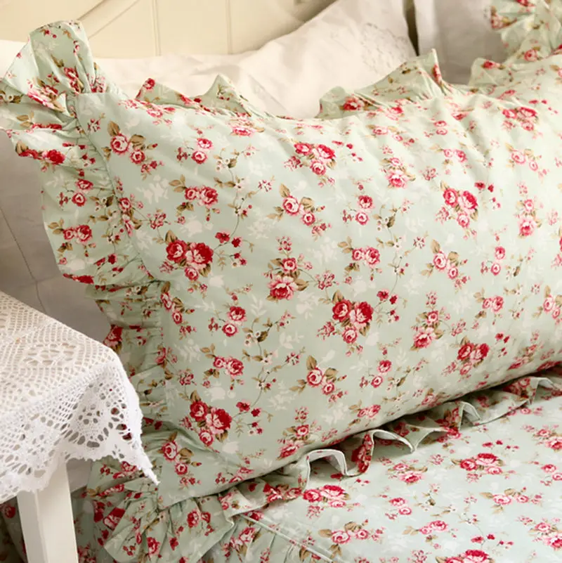 2pcs pillow case flower rustic handmade wrinkle ruffle lace pillow