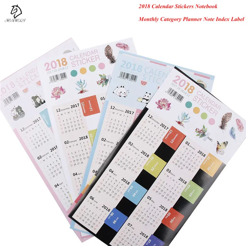 

Creative 2018 Calendar Sticker Notebook Index Monthly Category Sticker Diary Planner Label Stickers School Office Supply