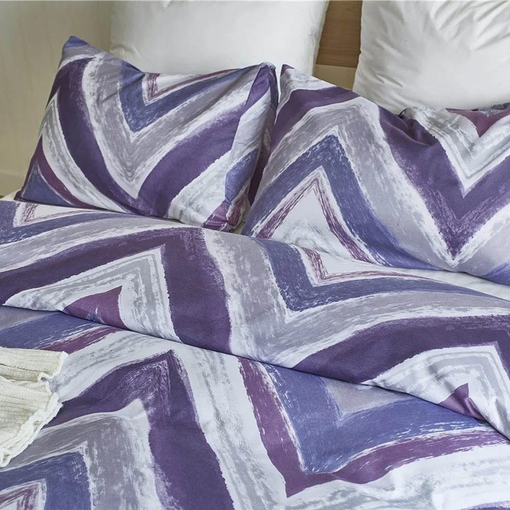 New Bedding Sets 3pcs Smoked Purple Striped Dreamlike Bed Duver Quilt Cover Pillowcase Soft US King Queen Twin Size Bedclothes