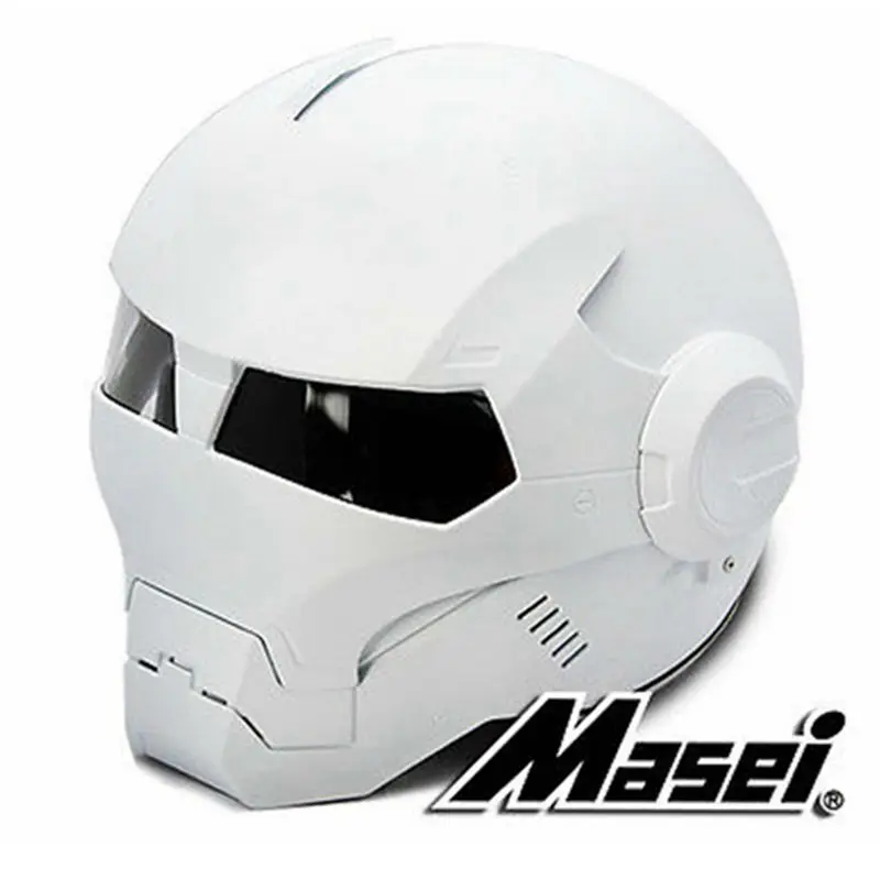 Немой Матовый белый MASEI IRONMAN железный человек шлем мотоциклетный шлем Ретро полушлем открытый шлем 610 ABS шлем