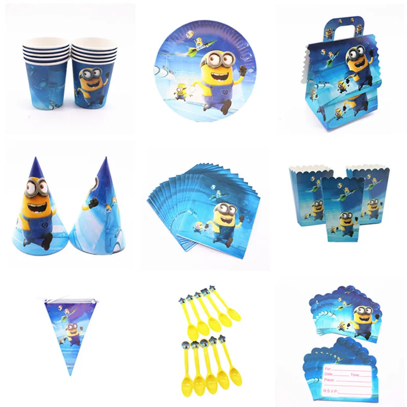 

Cartoon birthday disposable set birthday Minions party decoration disposable kids napkin cup party supplies baby shower for home