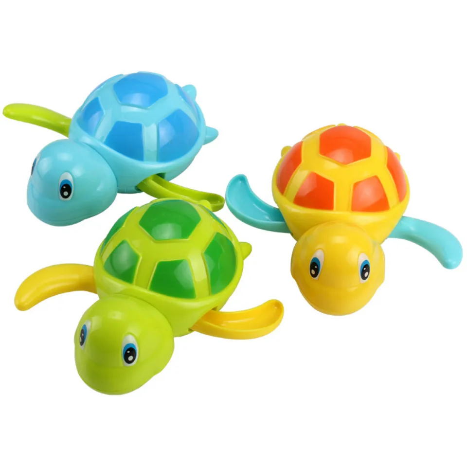 Одиночная милые Мультяшные морские животные Черепаха Классическая Детская игрушка для купания заводные на цепочке детские пляжные игрушки для купания