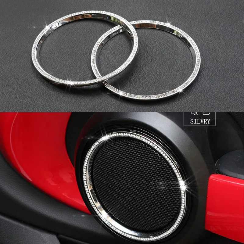 

2X Car Crystal Circle Speaker Grille Cover Trim fit For Mini Cooper F55 F56