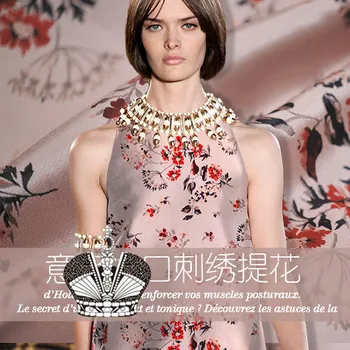 

New embroidery jacquard fabric autumn and winter clothing jacket embroidery fabric wholesale jacquard cloth patchwork fabric