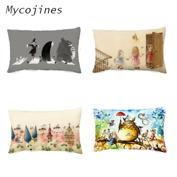 

Cartoon animal 30*50cm Polyester Peach Skin Material Cushion Cover My Neighbor Totoro Cat Goth Pattern Car Seat Waist Pillowcase