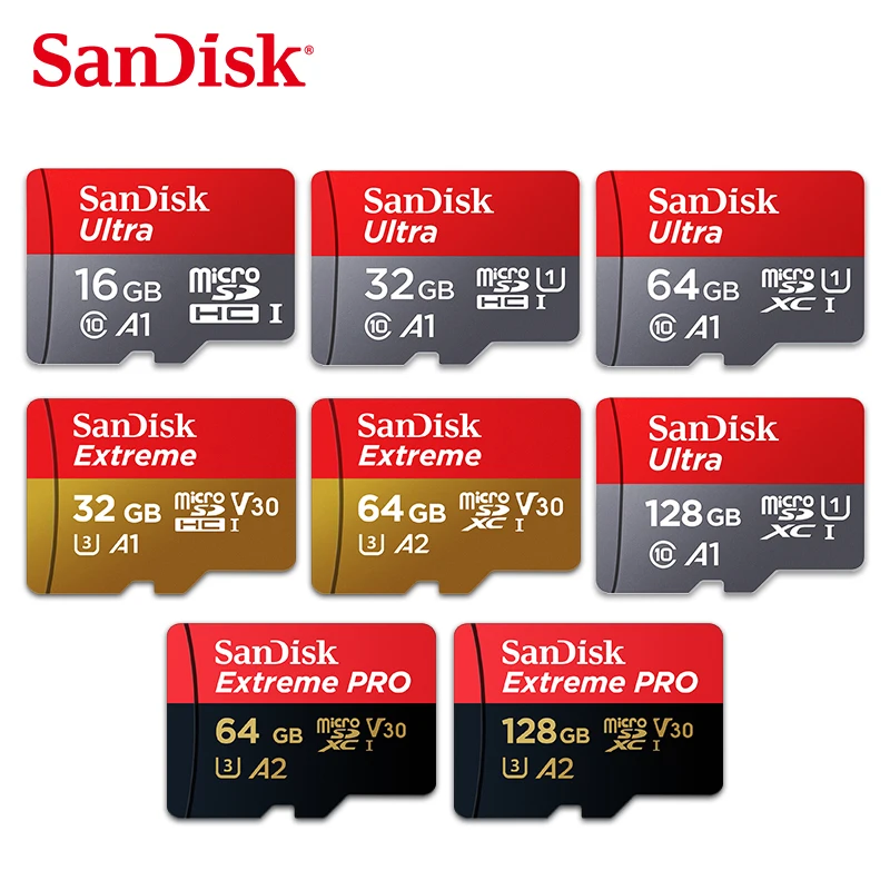 Карта памяти SanDisk A1, 200 ГБ, 128 ГБ, 64 ГБ, 98 МБ/с./с, 32 ГБ, Micro sd карта, класс 10, UHS-1, флеш-карта, память Microsd, TF/sd карта s для планшета