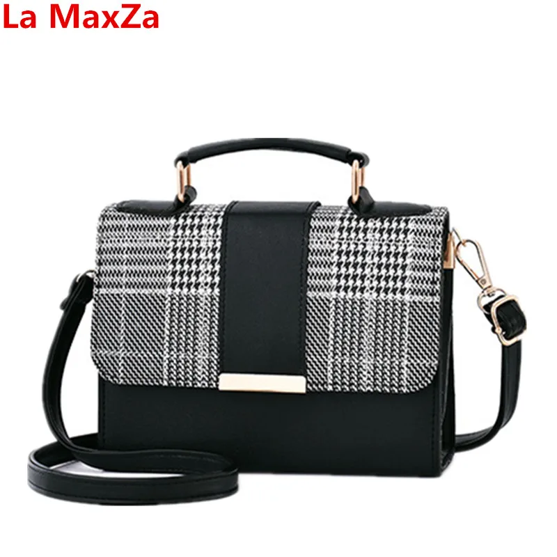 La MaxZa Plaid Patchwork Vintage Women Bag Fake Designer Handbags Sac a Main Crossbody Bags for ...