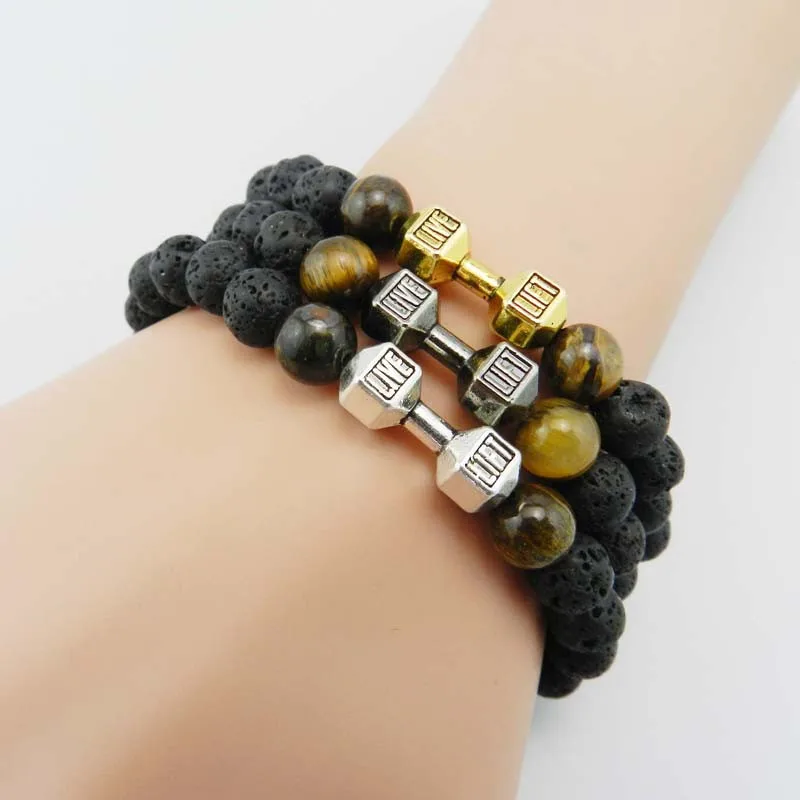 Розничная дизайн браслет из камней мощные украшения Цепочка lostpiece Фитнес Мода гантели браслеты для мужчин вечерние подарок