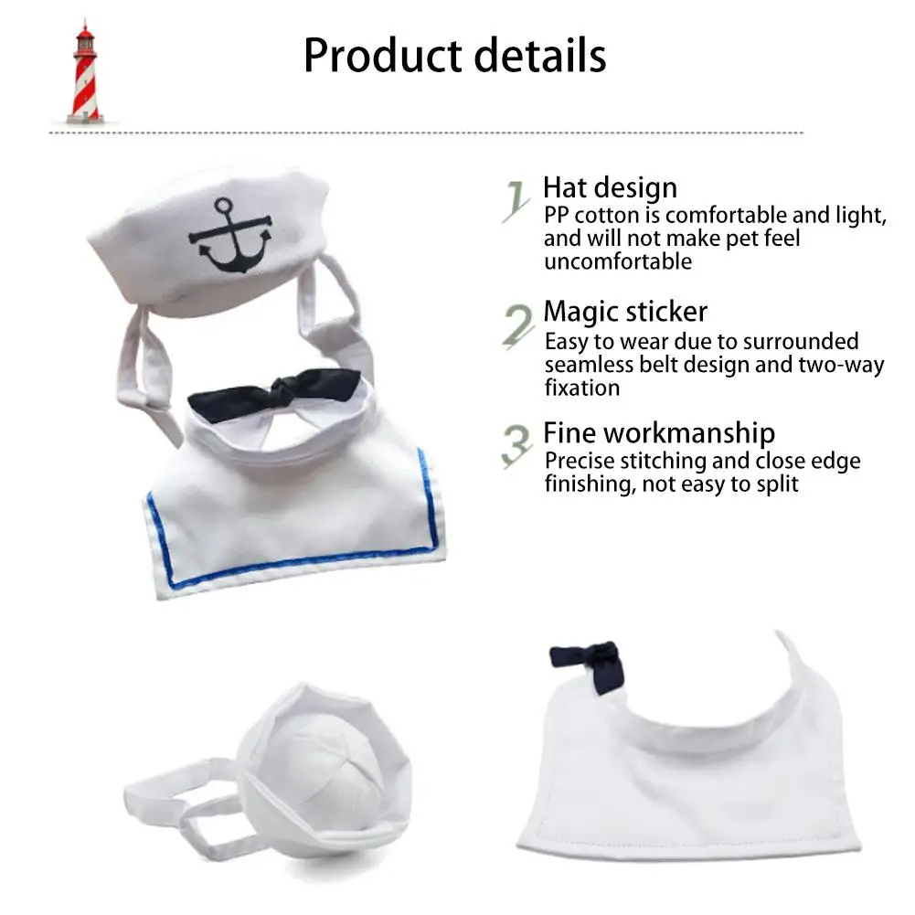 Lovely Sailor Cosplay Costume Cat Clothes Navy Nautical Suit Cloak with Sailor Hat Funny Pet Accessories Dog Cat Supplies 20E