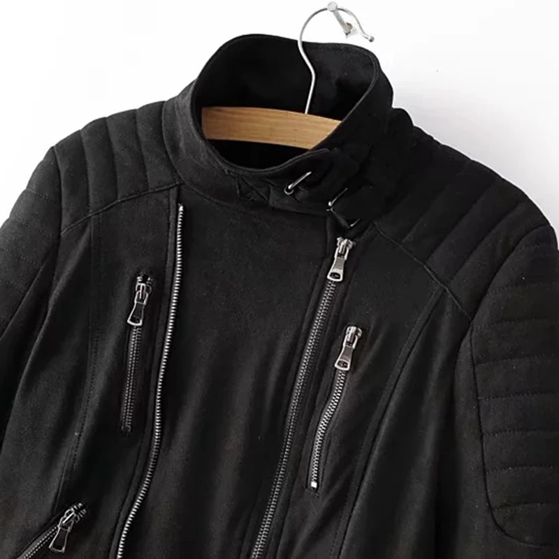 Faux leather jackets women zipper black suede jacket ladies outerwear short slim basic motorcycle biker jackets winter coat 2018 Faux leather jackets women zipper black suede jacket ladies outerwear short slim basic motorcycle biker jackets winter coat 2018