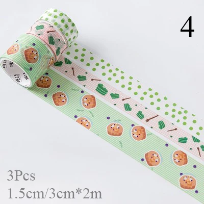 3Pcs Cartoon Fruit Decorative Adhesive Creative Flower Washi Tape Tape Cute Masking Tapes For Kid Scrapbooking DIY Photos Albums - Цвет: 4