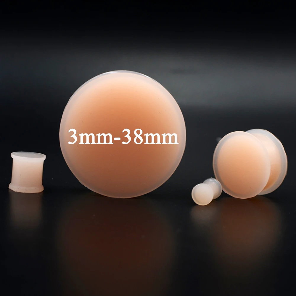 

1 Pair Silicone Flexible Thick Ear Flared Plugs Solid Flesh Tunnel Big Size Ear Gauge Expandar Ear Piercing Jewelry 3mm-38mm