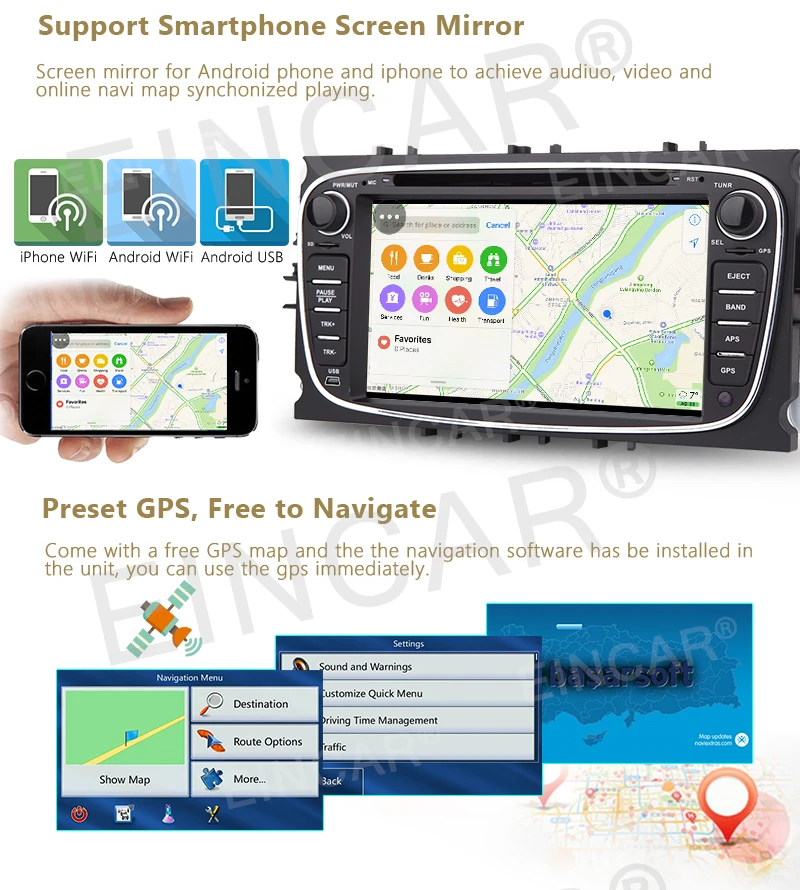 Sale Android 6.0 Car DVD Player HD GPS Navi Radio+CANBUS for Ford Mondeo Focus S-Max 2