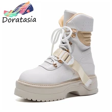 DORATASIA/осенние дизайнерские женские ботильоны на высокой платформе, Размеры 35-42, украшение для девушек, женская обувь на танкетке