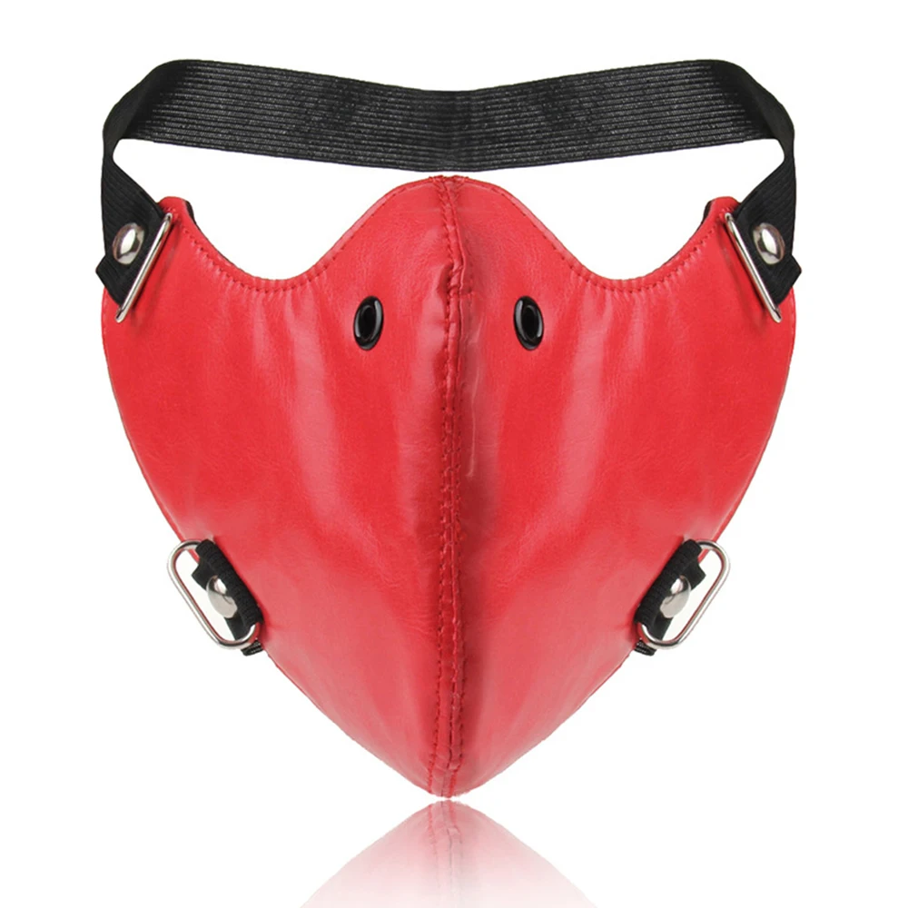 Балаклава мотоциклетная маска для лица из искусственной кожи мото маска для лица Ретро Маска для лица Панк косплей локомотив заклепки маска для мужчин и женщин - Цвет: MZ-015-Red