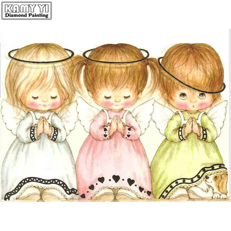 

5D DIY diamond embroidery three angel girl diamond painting Cross Stitch full drill Rhinestone mosaic home decoration hcr11