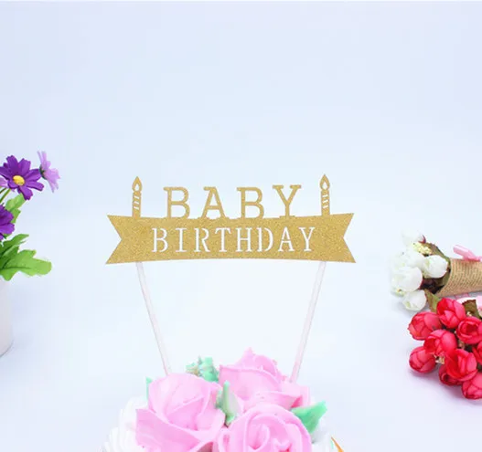 

1pc Multi Colors Happy Birthday Cake Flag Topper Baby Birthday Flags For Wedding Birthday Party Cake Baking Decoration Supplies