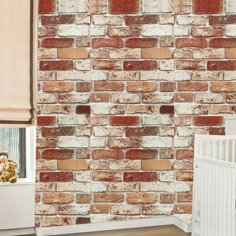 3D Red Brick Wallpaper For Living Room Bedroom Kitchen TV Background Art Wall PVC Removable Self Adhesive Wall Papers Home Decor