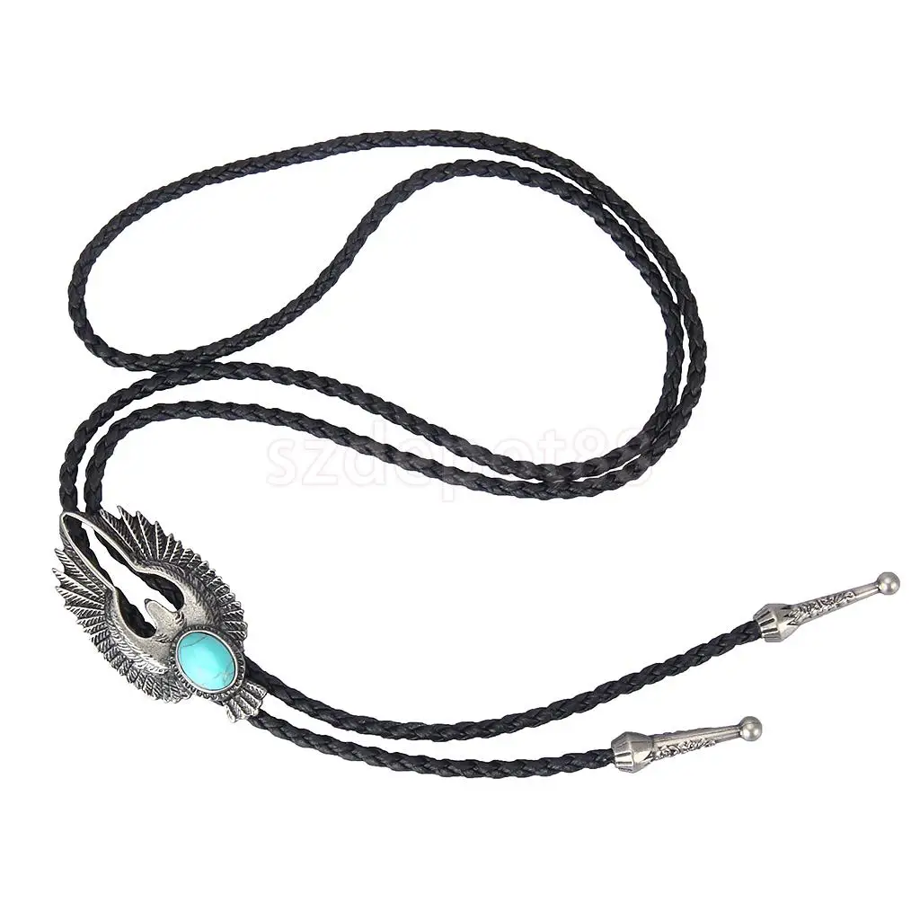 Vintage Alloy Eagle Shape Western Cowboy Bolo Tie Necktie Ancient silver  