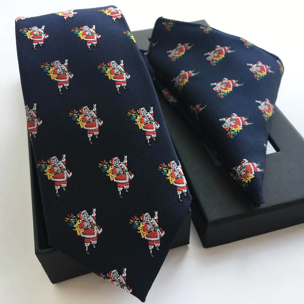 Men Luxury Silk Ties Set Unique Christmas Santa Claus Necktie with