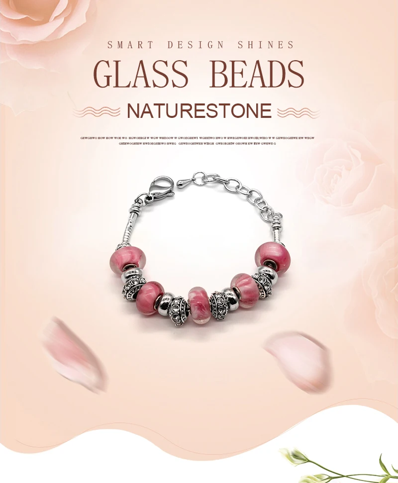 SANYU стиль Модный темперамент медный браслет розовый Глазурь бисер женский браслет Пандора подарок на праздник BR-1600
