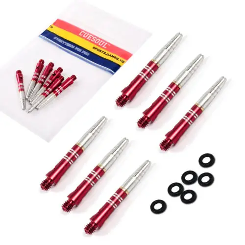 

CUESOUL 2 Set Aluminum Material Dart Shafts Red 2BA Groove Dart Stem with O'rings DS-021